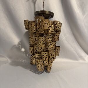 Mid-Century Brutalist Brass Pendant Ceiling Light Torch Cut Brass